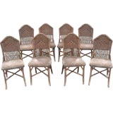 Antique SET OF EIGHT ART DECO WICKER DINING CHAIRS