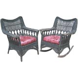 PAIR BAR HARBOR WICKER ARMCAHIRS