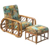 Vintage Rattan Recliner/Morrris Chair & Ottoman