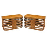 MATCHING PAIR RATTAN END TABLES