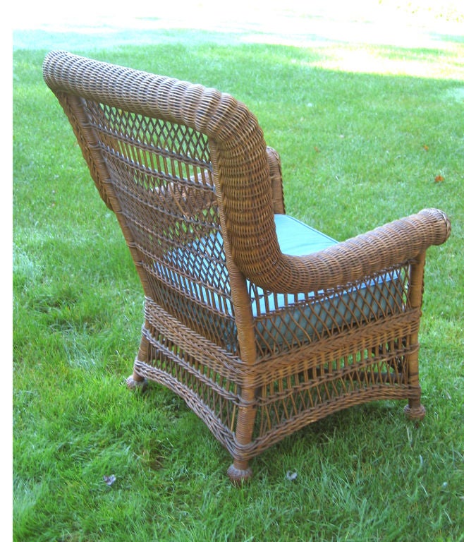 Woven VICTORIAN ROLLED ARM WICKER CHAIR