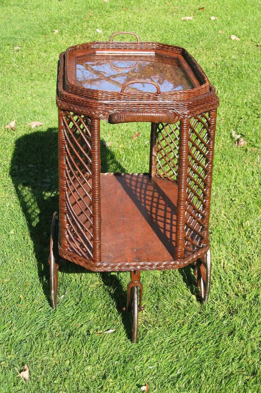 antique wicker tea cart
