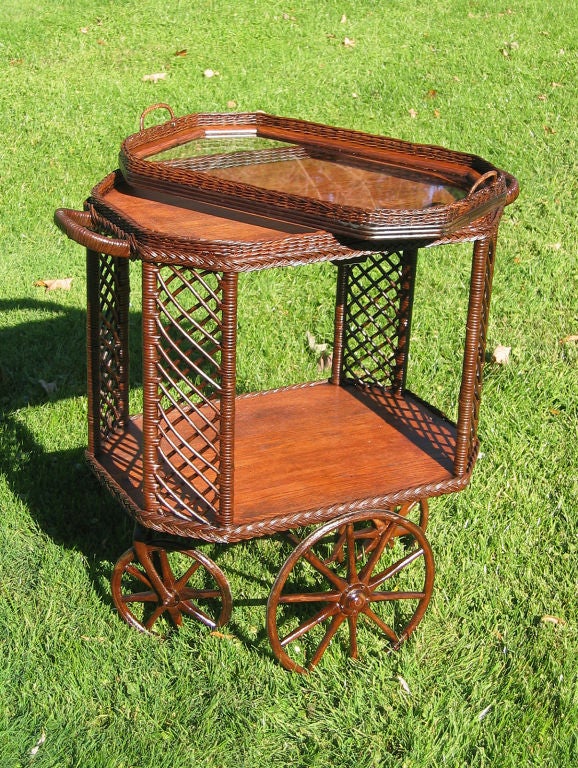 Woven BAR HARBOR WICKER TEA CART