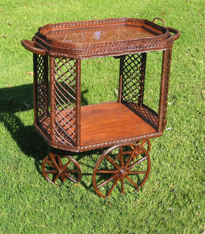 American BAR HARBOR WICKER TEA CART