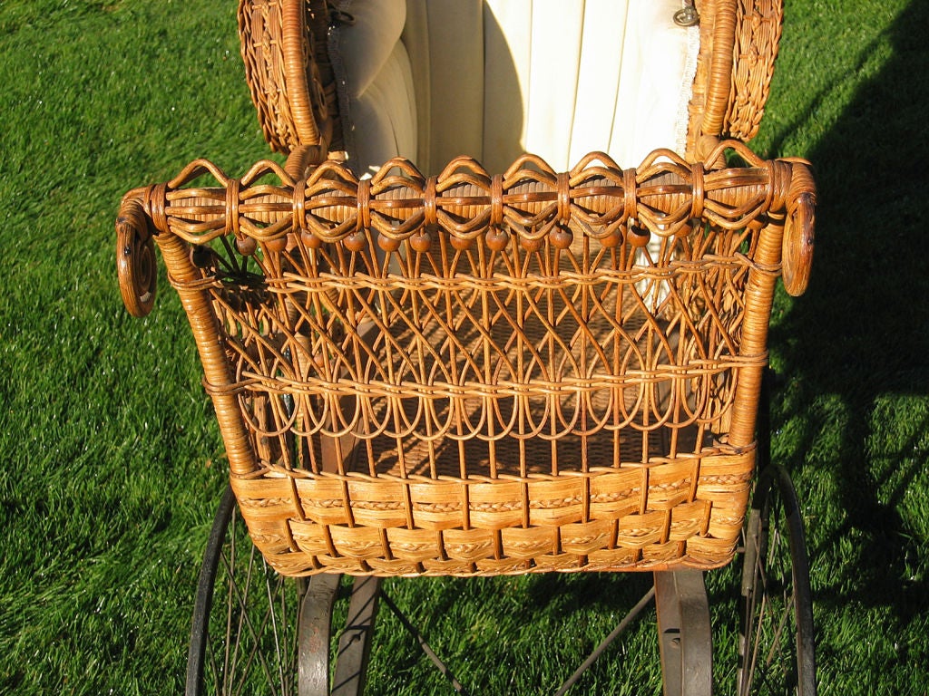 Woven ORNATE VICTORIAN WICKER BABY CARRIAGE