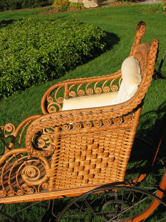 ORNATE VICTORIAN WICKER BABY CARRIAGE 4