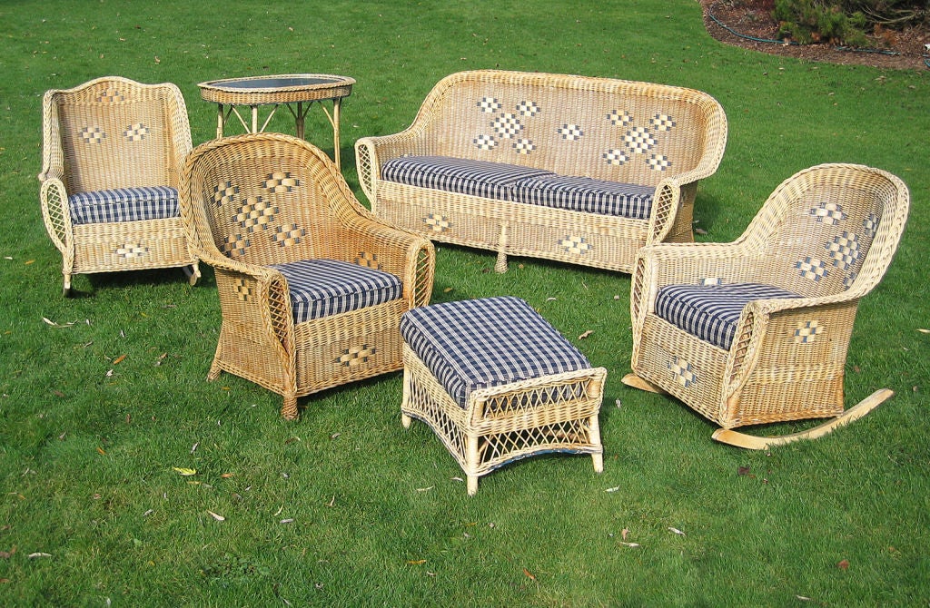 6-PIECE ART DECO WICKER SET
