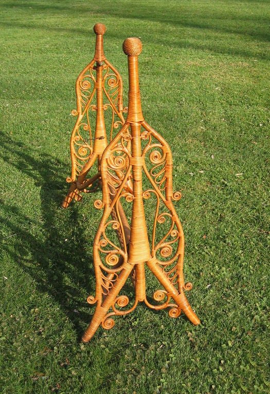 Wood Rare Victorian Wicker Swinging Cradle For Sale