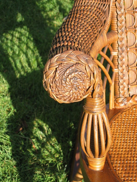 VICTORIAN  WICKER ROCKING CHAIR In Excellent Condition In Sheffield, MA