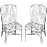 Antique MATCHING PAIR STICK WICKER SIDE CHAIRS