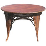 Antique ART DECO WICKER DINING TABLE