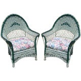 Matching Pair Art Deco Wicker Armchairs