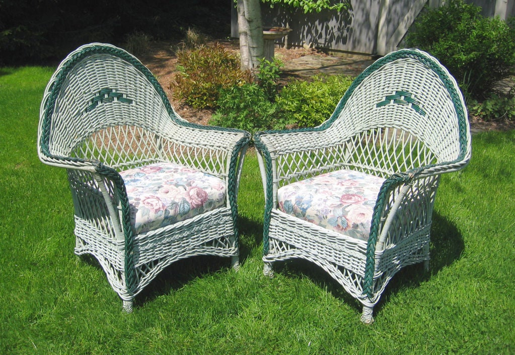 Matching Pair Art Deco Wicker Armchairs