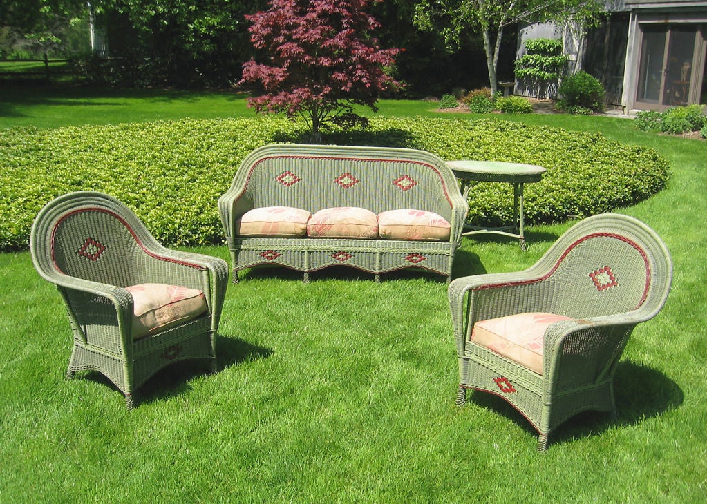 FOUR-PIECE ART DECO WICKER SET