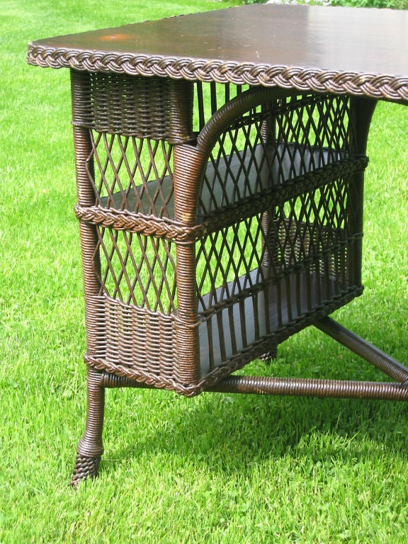 Bar Harbor Wicker Library Table In Excellent Condition In Sheffield, MA