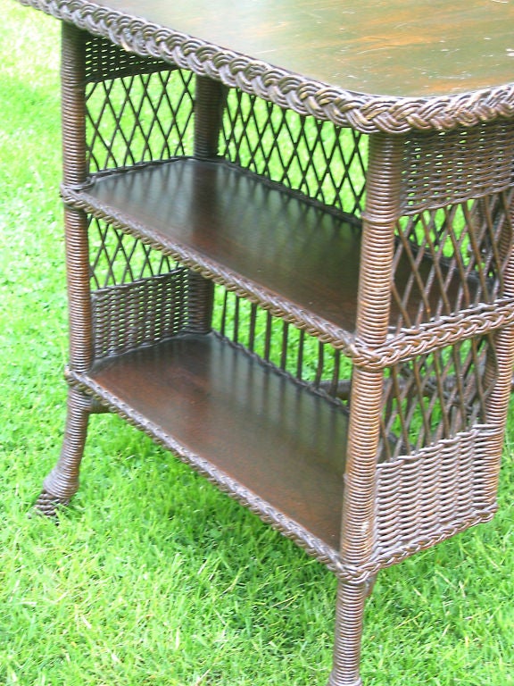 20th Century Bar Harbor Wicker Library Table