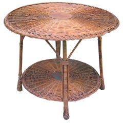 Antique Round Bar Harbor Wicker Table