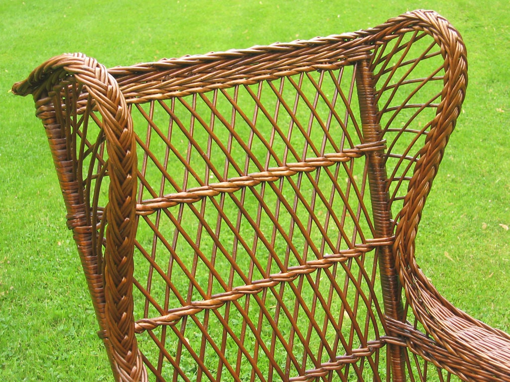 20th Century Bar Harbor Wicker Wingback Chair