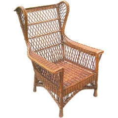 Antique Bar Harbor Wicker Wingback Chair