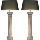 Pair of Antique Stone Balustrade Lamps