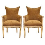 Pair of French Bergere Arm Chairs in the Louis XVI Style