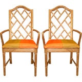 Pair of Painted Faux Bamboo Arm Chairs