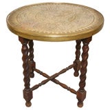 Round Brass Table on Turned Leg Base