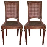 Pair of Painted Louis XVI Style Caned back chairs
