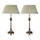 Antique Pair of Italian Bronze Lamps