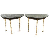 Pair of Empire Style Marble Top Demi Lune Tables