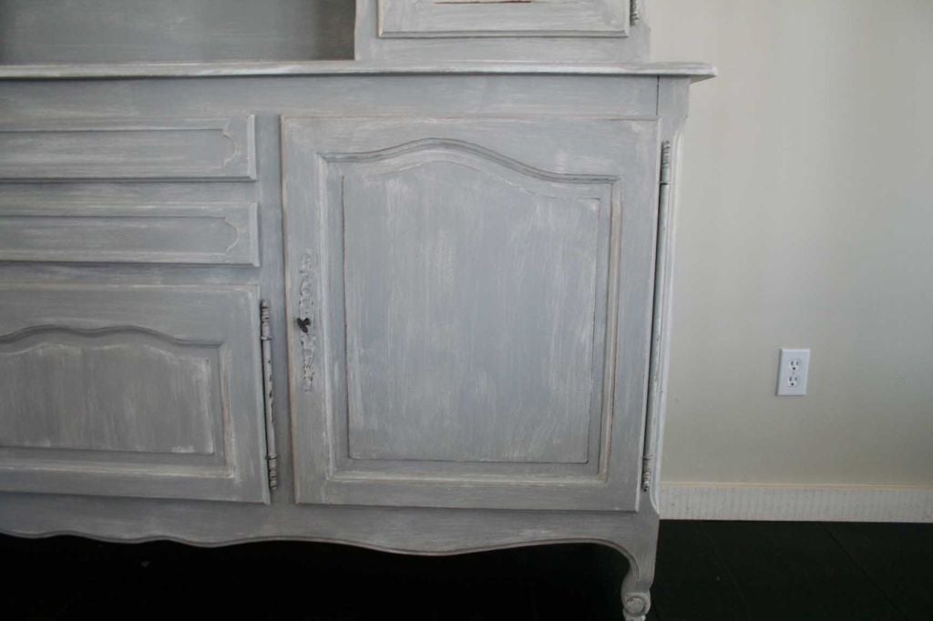 20th Century Painted Louis XV Style French Hutch with Chicken Wire