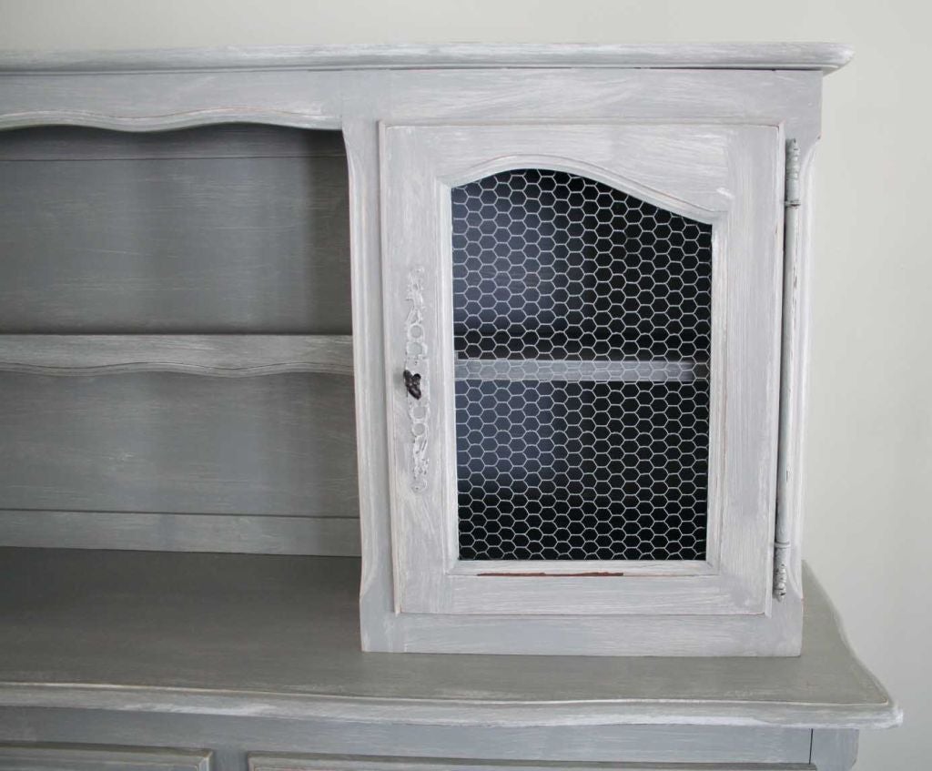 Painted Louis XV Style French Hutch with Chicken Wire 1