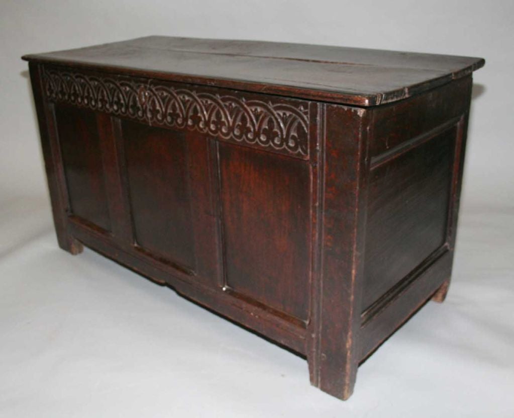 17th/18th C. Jacobean Style Carved Oak Coffer 4