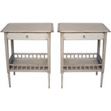 Pair of Night Stands with Gallery Shelves