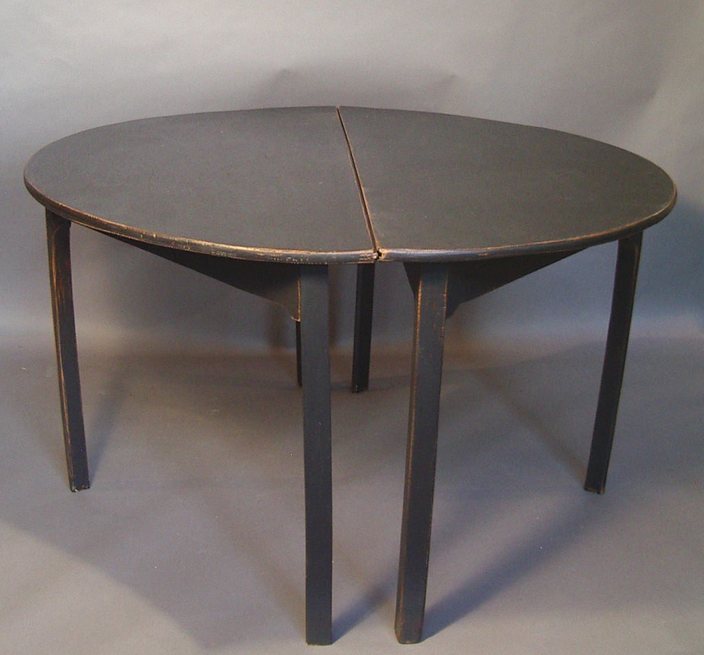 Pair of Demilune Tables in Black Paint