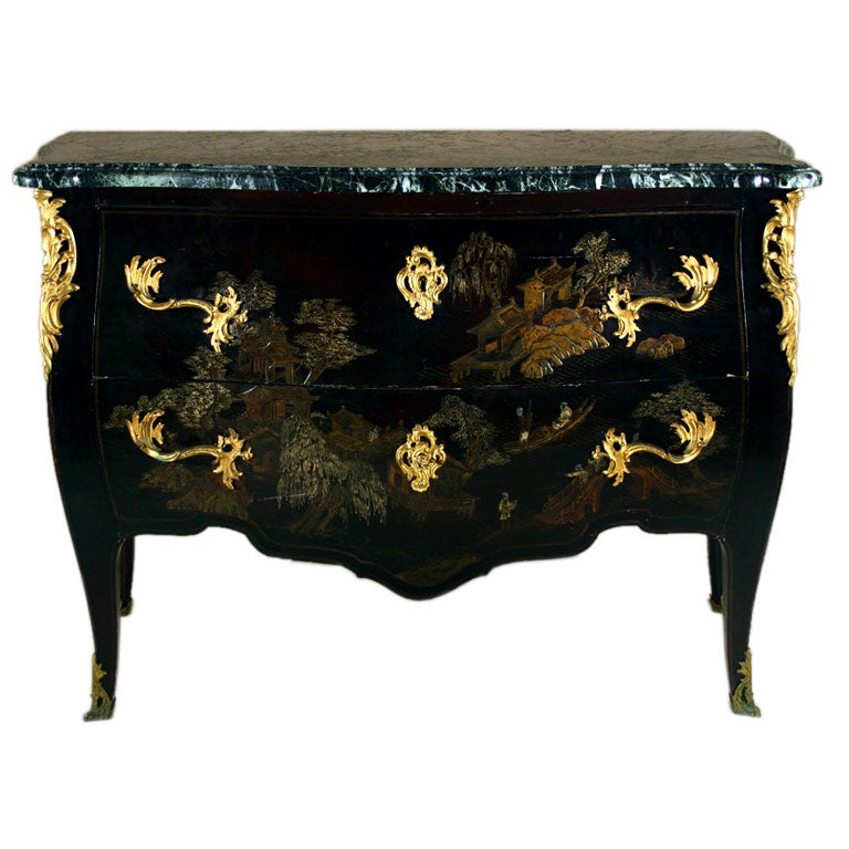 A Fine Louis XV Style Lacquered Bronze Mounted Commode