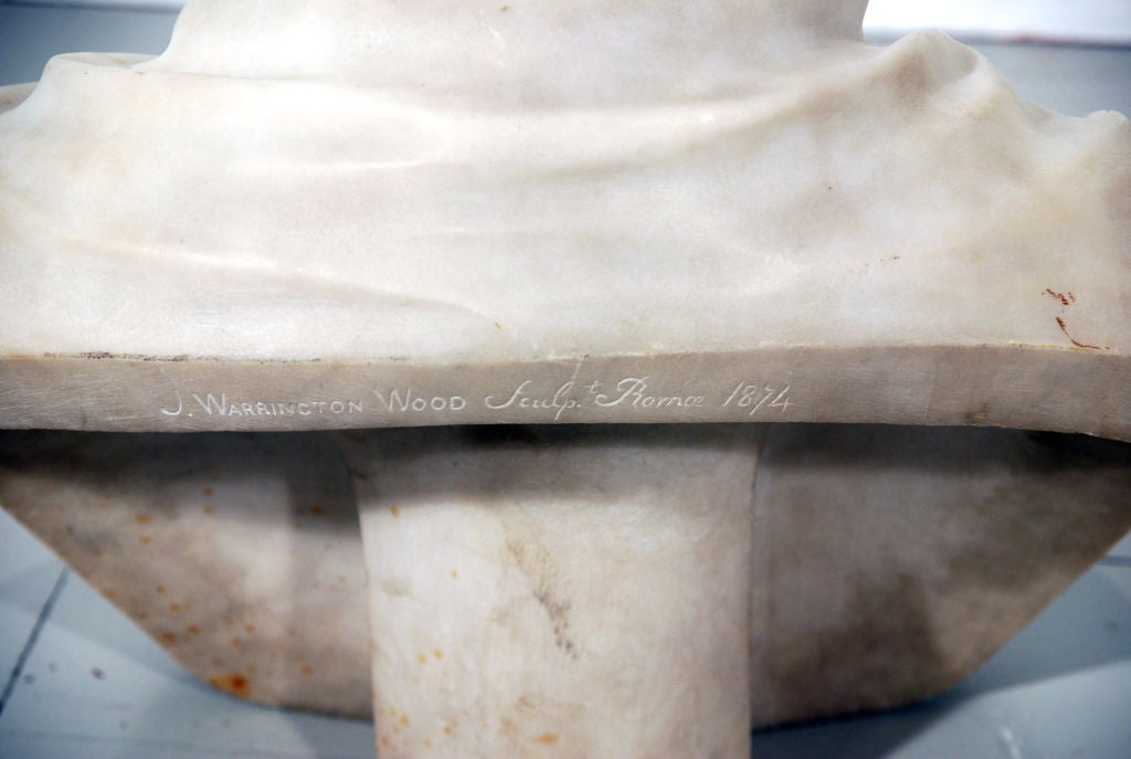 Weiße Marmorbüste eines Gentleman von John Warrington Wood (19. Jahrhundert) im Angebot