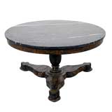 Antique A Lacquered Round Low Table With Marble Top