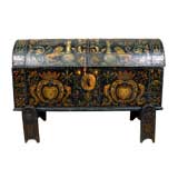 An Early Continental Polychromed Dome Trunk on Stand