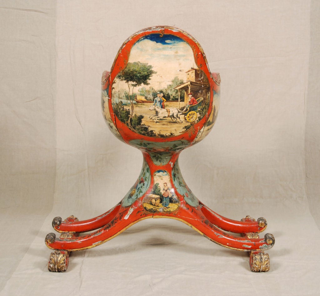 Italian A Rare & Unusual Venetian Polychrome & Parcel Gilt Gondola Chair