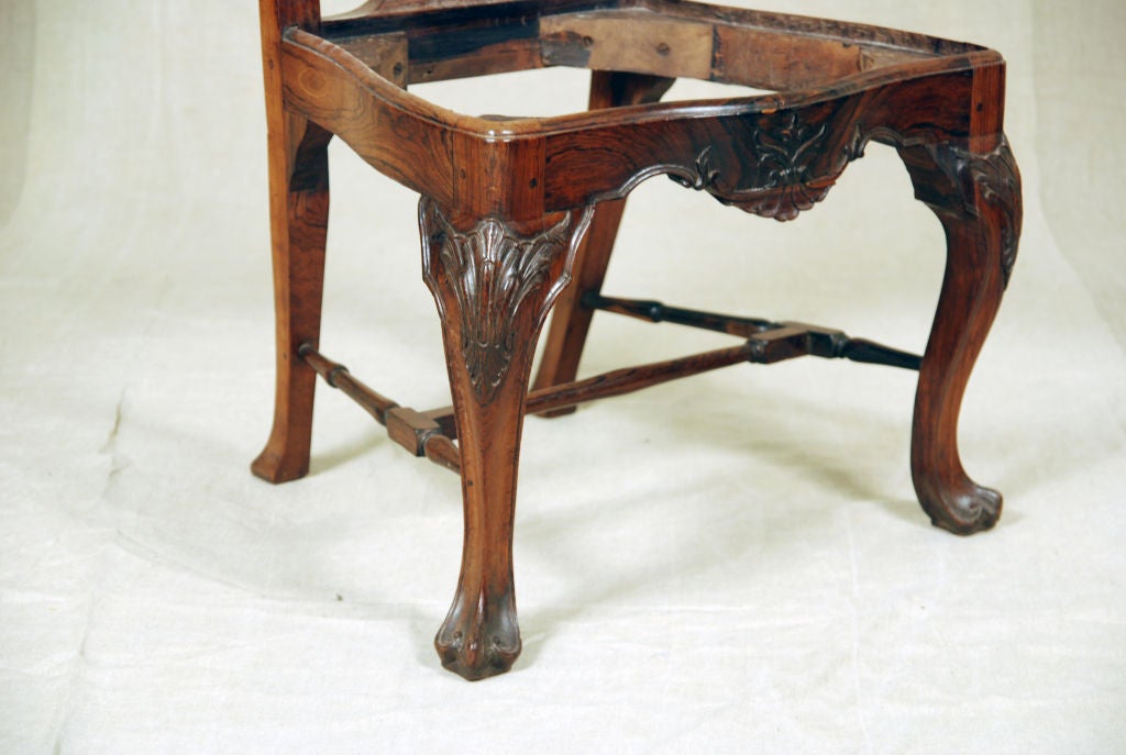 18th Century and Earlier An Important Pair of Portuguese Rococo Rosewood Side Chairs For Sale
