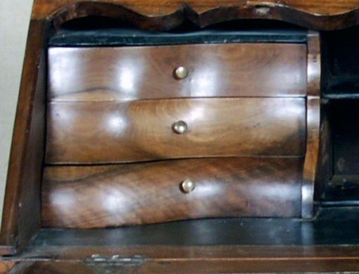 18th Century and Earlier A Rare Louis XV Walnut & Parquetry Slant Front Desk