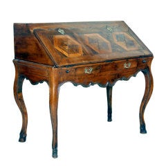 A Rare Louis XV Walnut & Parquetry Slant Front Desk