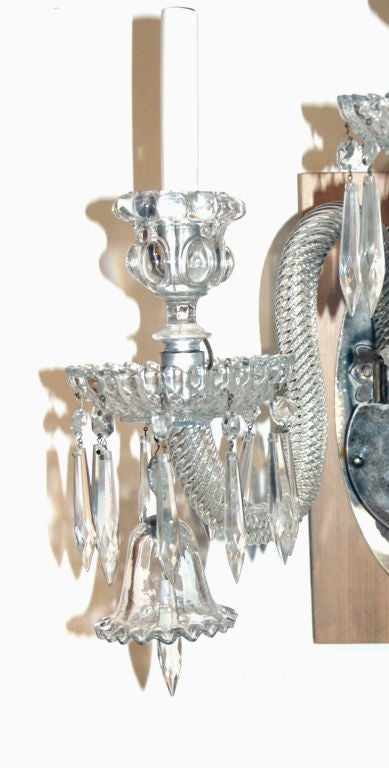 A Set of Four Georgian Silver Plated/Glass Three Arm Sconces