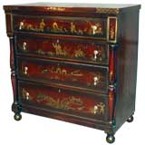 An English Japanned Lacquered & Parcel Gilt Chest of Drawers