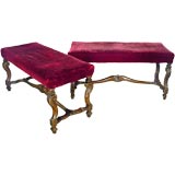 A Rare Pair of Louis XIV Style Walnut Benches
