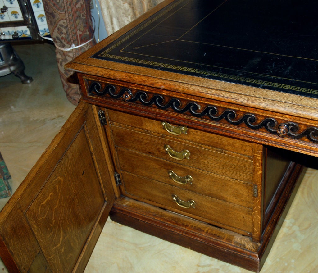 A Rare & Unusual George III Pollard Oak Pedestal Partners Desk 1