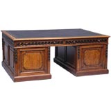 Antique A Rare & Unusual George III Pollard Oak Pedestal Partners Desk