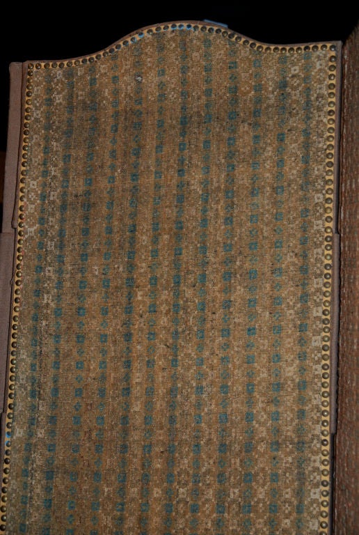 French A Continental Antique Textile Covered Four Fold Screens For Sale