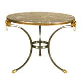 A Fine Steel & Bronze Neoclassic Style Marble Center Table